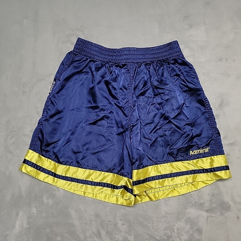 Vintage Admiral Soccer Shorts Mens L Blue Gold Athletic Gym Running Retro‎ Satin